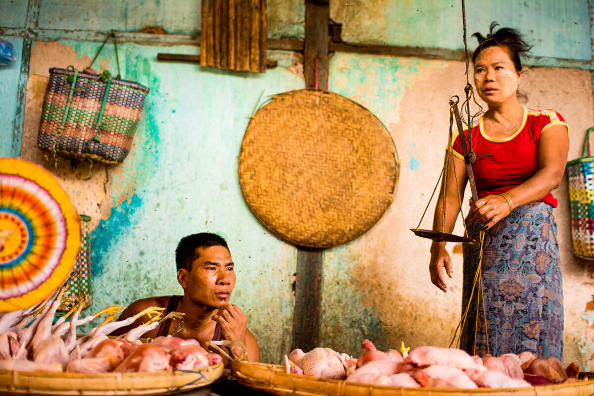 Chicken stall in Nyaung U in Burma